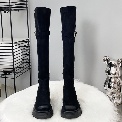 長筒靴女2025新款秋冬爆款加絨靴子厚底高筒靴高個子過膝長靴