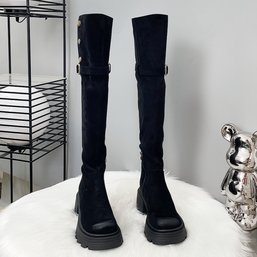 長筒靴女2025新款秋冬爆款加絨靴子厚底高筒靴高個子過膝長靴