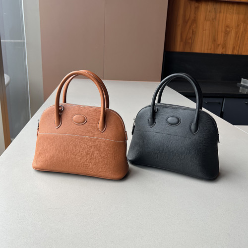 真皮貝殼包頭層牛皮保齡球包手提包時尚單肩包斜後後背包高級百搭女包