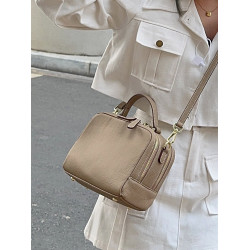 真皮包包女2026新款秋冬小方包休閒手提包軟皮單肩包寬肩帶斜後後背包