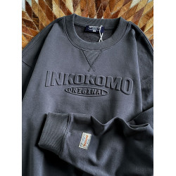 500g重磅壓花長袖衛衣美式復古寬鬆圓領加絨加厚套頭衫男秋冬上衣