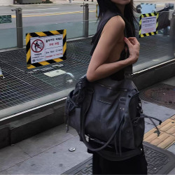 fancy club韓國設計師品牌25新款新色釦帶大容量單肩包斜後後背包女包