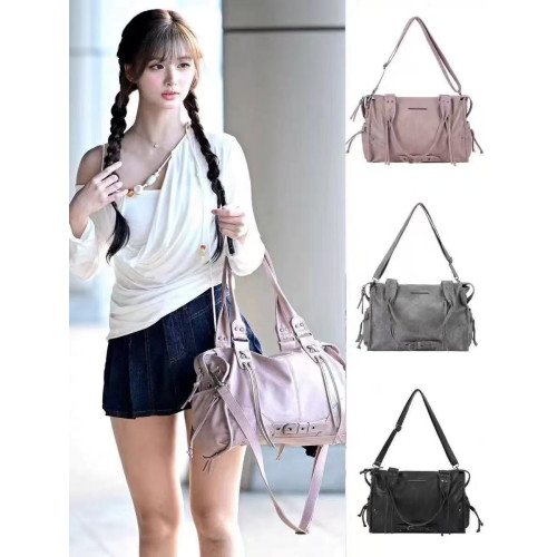 fancy club韓國設計師品牌25新款新色釦帶大容量單肩包斜後後背包女包 fancy club韓國設計師品牌25新款新色釦帶大容量單肩包斜後後背包女包