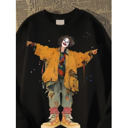 秋冬加絨加厚2-300斤特大碼寬鬆美式圓領外套衛衣重磅男士打底衫