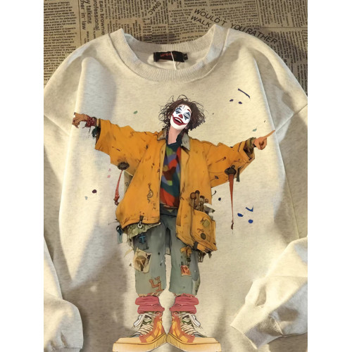 秋冬加絨加厚2-300斤特大碼寬鬆美式圓領外套衛衣重磅男士打底衫