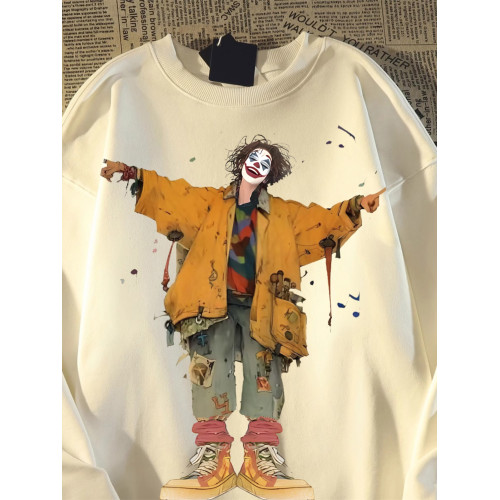 秋冬加絨加厚2-300斤特大碼寬鬆美式圓領外套衛衣重磅男士打底衫