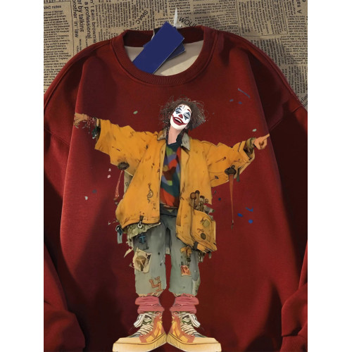 秋冬加絨加厚2-300斤特大碼寬鬆美式圓領外套衛衣重磅男士打底衫