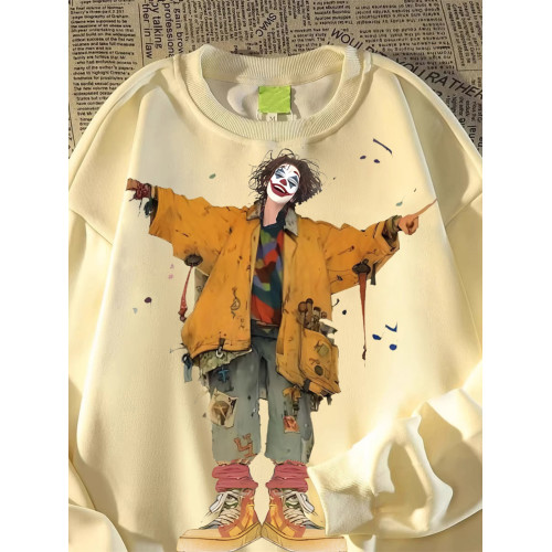 秋冬加絨加厚2-300斤特大碼寬鬆美式圓領外套衛衣重磅男士打底衫