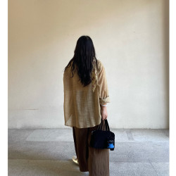 CHIOUU/自製 黑色燈芯絨迷你波士頓手拎包 手提包