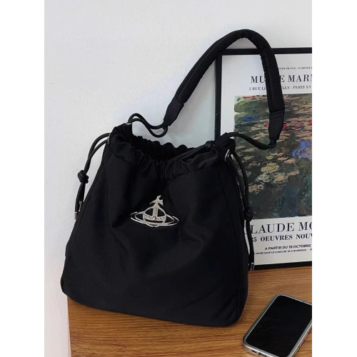 2025新款西西西土星尼龍抽繩水桶包簡約單肩腋下包大容量托特包女