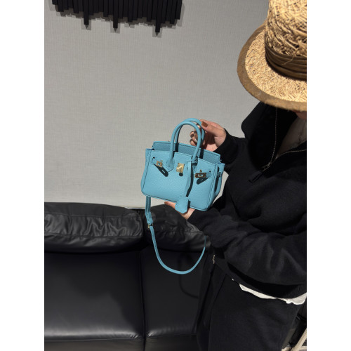 迷你荔枝紋牛皮鉑金包精緻百搭小提包真皮凱莉包鎖釦單肩斜後後背包包