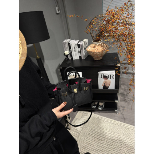 迷你荔枝紋牛皮鉑金包精緻百搭小提包真皮凱莉包鎖釦單肩斜後後背包包