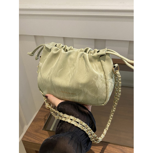 包包韓系高級感百搭水桶包春夏2025新款小衆設計鏈條斜背褶皺包女