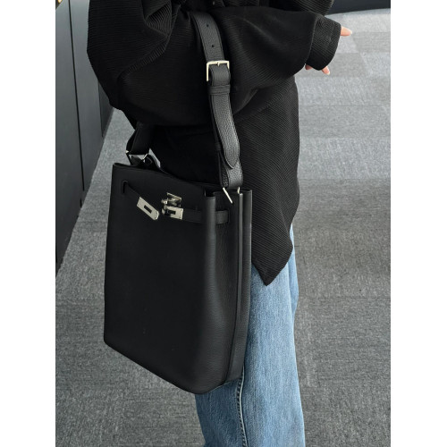 荔枝紋真皮凱莉水桶包22腋下包簡約百搭單肩斜背手提大容量托特包 荔枝紋真皮凱莉水桶包22腋下包簡約百搭單肩斜背手提大容量托特包