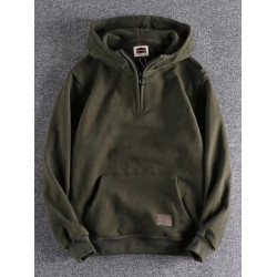 美式秋冬季2023新款美式男女情侶純色休閒潮流寬鬆半拉鍊連帽衛衣