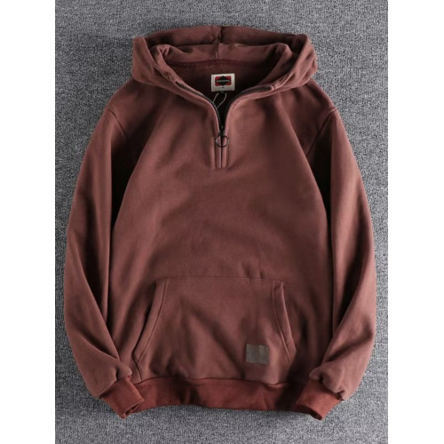 美式秋冬季2023新款美式男女情侶純色休閒潮流寬鬆半拉鍊連帽衛衣 美式秋冬季2023新款美式男女情侶純色休閒潮流寬鬆半拉鍊連帽衛衣