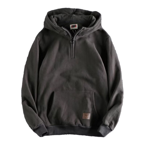 美式秋冬季2023新款美式男女情侶純色休閒潮流寬鬆半拉鍊連帽衛衣 美式秋冬季2023新款美式男女情侶純色休閒潮流寬鬆半拉鍊連帽衛衣