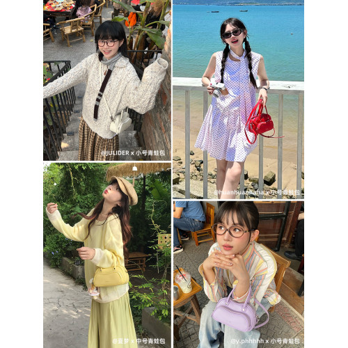 趙今麥聶曦光同款OMENTAR歐矇特青蛙包女波士頓保齡球斜背小包包