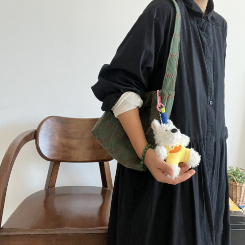 日系小hobo皆川明風鈴鼓花棉麻重工刺綉單肩包手提包迷你腋下包 日系小hobo皆川明風鈴鼓花棉麻重工刺綉單肩包手提包迷你腋下包