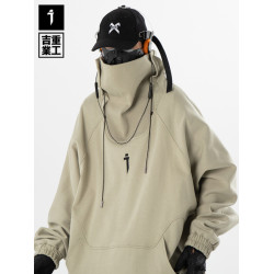 吉業重工秋冬潮牌嘻哈高領機能加絨衛衣男女寬鬆休閒oversize外套