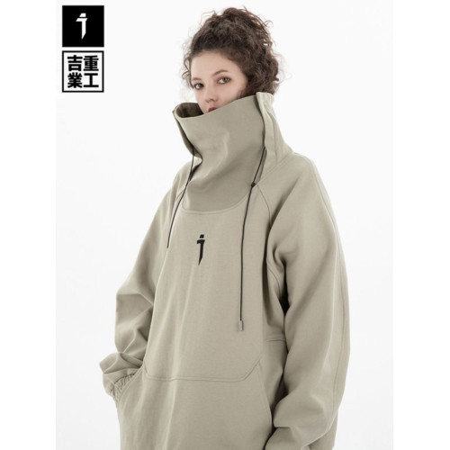 吉業重工秋冬潮牌嘻哈高領機能加絨衛衣男女寬鬆休閒oversize外套