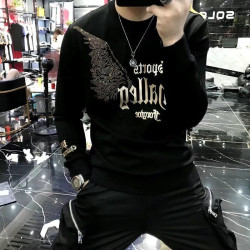 歐洲站休閒男士衛衣秋冬季新款燙鑽純棉長袖T恤潮牌修身高級上衣