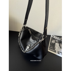 真皮單肩斜後後背包手機包十字架雞塊包托特包腋下包大包黑色包包女包