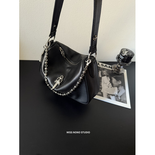 真皮單肩斜後後背包手機包十字架雞塊包托特包腋下包大包黑色包包女包