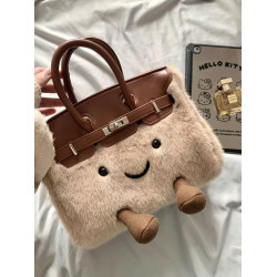 小衆設計包包女2026秋冬新款卡通可愛毛毛包凱莉包手提單肩斜後後背包