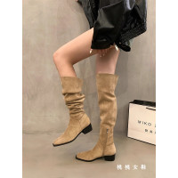 一靴多穿！粗跟方頭過膝靴子復古百搭長靴2025秋冬堆堆騎士馬丁靴