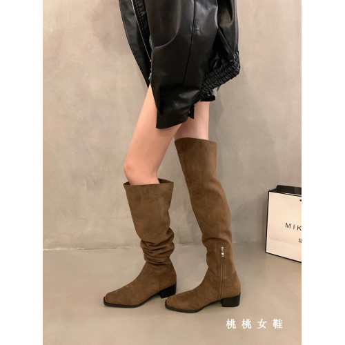 一靴多穿！粗跟方頭過膝靴子復古百搭長靴2025秋冬堆堆騎士馬丁靴