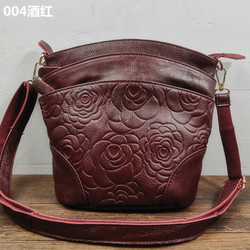 清貨頭層牛皮斜背水桶包女款真皮軟牛皮單肩跨包多層次斜後後背包