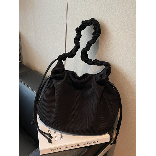 時尚包包女抽繩束口包荷葉風斜後後背包2026新款燈芯絨百搭純色單肩包 時尚包包女抽繩束口包荷葉風斜後後背包2026新款燈芯絨百搭純色單肩包