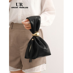 UR迷你手機包女2025新款褶皺雲朵包小巧輕便水桶包簡約百搭手提包