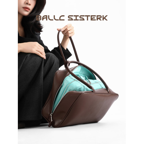 BALLCSISTERK小衆時尚撞色拼接托特包女春季新款通勤大容量公文包 BALLCSISTERK小衆時尚撞色拼接托特包女春季新款通勤大容量公文包