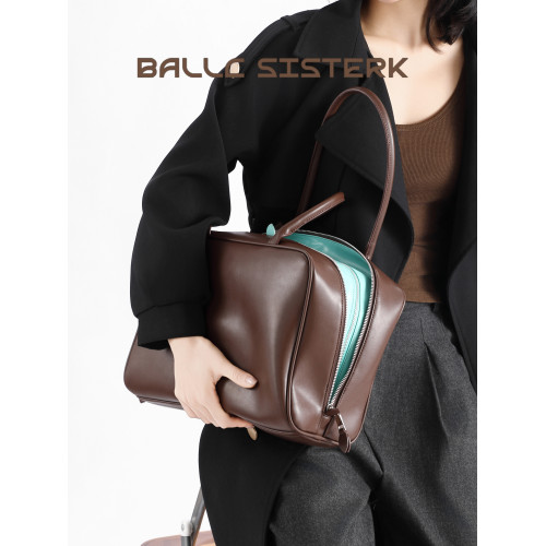 BALLCSISTERK小衆時尚撞色拼接托特包女春季新款通勤大容量公文包 BALLCSISTERK小衆時尚撞色拼接托特包女春季新款通勤大容量公文包