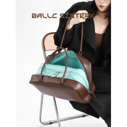 BALLCSISTERK小衆時尚撞色拼接托特包女春季新款通勤大容量公文包 BALLCSISTERK小衆時尚撞色拼接托特包女春季新款通勤大容量公文包