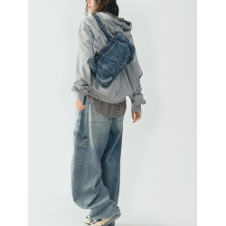 貓西CATWEST原創復古牛仔布托特短款單肩包復古日系通勤包小衆包