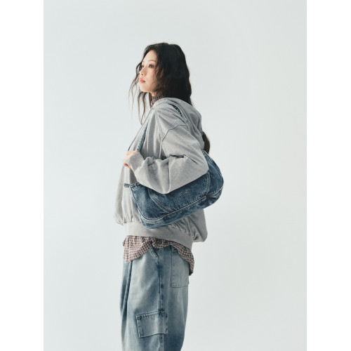 貓西CATWEST原創復古牛仔布托特短款單肩包復古日系通勤包小衆包