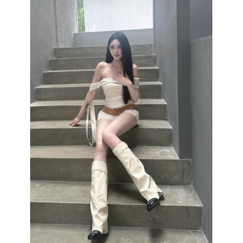 曲奇大叔~小香風拼色長筒靴女2025年秋冬新款圓頭長靴高跟騎士靴