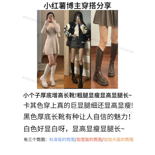 胖mm粗腿大筒圍長筒靴2025新款高筒靴厚底粗跟v口騎士靴大碼女靴