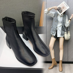 馬丁靴女2026年新款春秋單靴網紅百搭粗跟鞋子女中跟短靴瘦瘦靴子