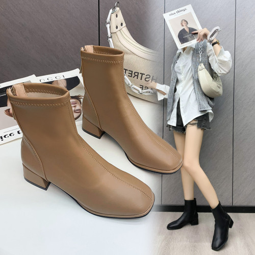 馬丁靴女2026年新款春秋單靴網紅百搭粗跟鞋子女中跟短靴瘦瘦靴子