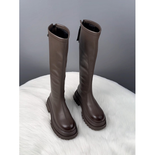 真皮厚底不過膝長筒靴女2025秋冬爆款顯瘦騎士靴騎士靴時尚瘦瘦靴 真皮厚底不過膝長筒靴女2025秋冬爆款顯瘦騎士靴騎士靴時尚瘦瘦靴