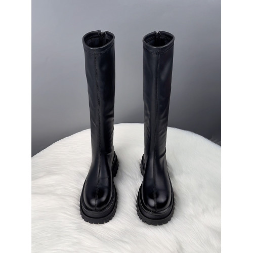 真皮厚底不過膝長筒靴女2025秋冬爆款顯瘦騎士靴騎士靴時尚瘦瘦靴 真皮厚底不過膝長筒靴女2025秋冬爆款顯瘦騎士靴騎士靴時尚瘦瘦靴