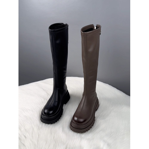 真皮厚底不過膝長筒靴女2025秋冬爆款顯瘦騎士靴騎士靴時尚瘦瘦靴 真皮厚底不過膝長筒靴女2025秋冬爆款顯瘦騎士靴騎士靴時尚瘦瘦靴