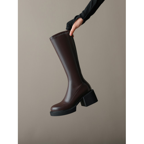 小鳥腿厚底靴子女長筒靴小個子細腿長靴瘦瘦靴小筒圍高筒靴騎士靴