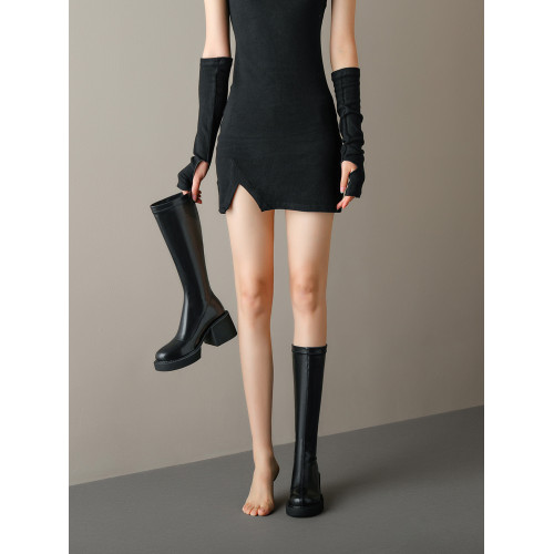 小鳥腿厚底靴子女長筒靴小個子細腿長靴瘦瘦靴小筒圍高筒靴騎士靴