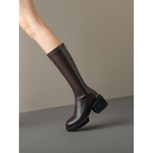 小鳥腿厚底靴子女長筒靴小個子細腿長靴瘦瘦靴小筒圍高筒靴騎士靴