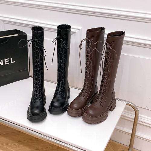 馬丁靴女2025年新款秋冬季長筒靴厚底高筒騎士靴不過膝小個子長靴